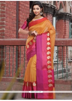 Mustard Woven Work Art Silk Traditional Designer Saree