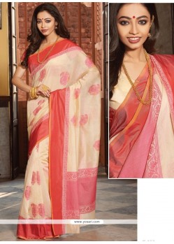 Beige Woven Work Art Silk Designer Traditional Saree