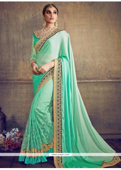 Patch Border Work Net Designer Half N Half Saree