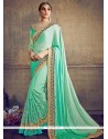 Patch Border Work Net Designer Half N Half Saree