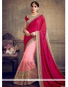 Pink And Rani Half N Half Saree