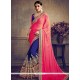 Faux Chiffon Hot Pink And Navy Blue Half N Half Saree