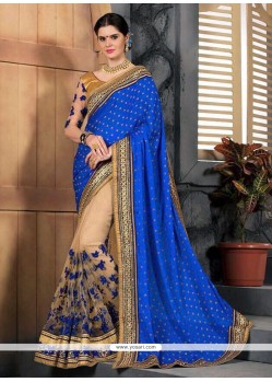 Jacquard Patch Border Work Half N Half Designer Saree