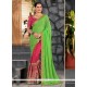 Green And Hot Pink Half N Half Saree