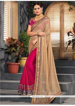 Net Patch Border Work Half N Half Saree