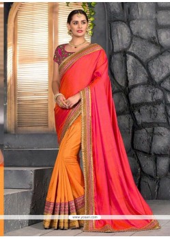 Embroidered Work Art Silk Half N Half Designer Saree