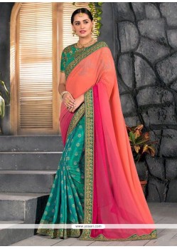 Embroidered Work Half N Half Saree