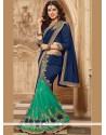 Art Silk Blue And Green Designer Saree