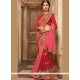 Pink And Red Patch Border Work Georgette Designer Saree