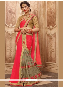 Art Silk Peach Designer Saree