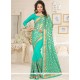 Lace Work Blue Lycra Classic Designer Saree