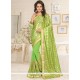 Faux Georgette Green Lace Work Designer Saree