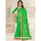 Faux Georgette Green Lace Work Classic Saree