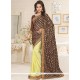 Lycra Brown And Cream Half N Half Saree