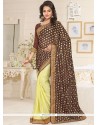 Lycra Brown And Cream Half N Half Saree