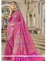 Weaving Work Pink Banarasi Silk Designer Traditional Saree