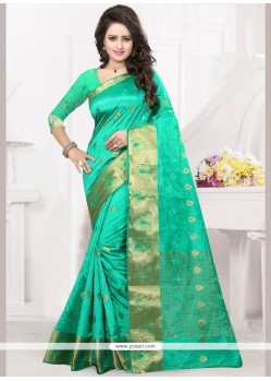 Sea Green Banarasi Silk Traditional Designer Saree