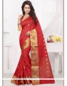 Banarasi Silk Red Woven Work Designer Traditional Saree