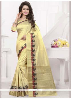 Beige Woven Work Banarasi Silk Traditional Designer Saree