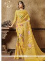 Resham Banarasi Silk Traditional Designer Saree In Yellow