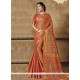 Zari Work Orange Traditional Designer Saree