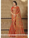 Zari Work Orange Traditional Designer Saree