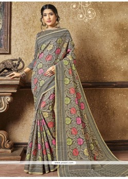 Banarasi Silk Grey Designer Traditional Saree