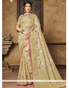 Cream Zari Work Banarasi Silk Traditional Saree