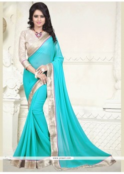 Blue Faux Georgette Casual Saree