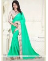 Faux Georgette Sea Green Patch Border Work Casual Saree