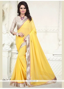 Yellow Patch Border Work Casual Saree