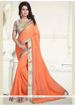 Faux Georgette Orange Casual Saree