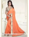 Faux Georgette Orange Casual Saree