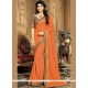 Georgette Orange Print Work Casual Saree