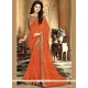 Orange Print Work Casual Saree