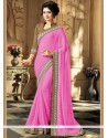 Georgette Pink Print Work Casual Saree