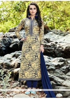 Print Work Multi Colour Cotton Churidar Suit