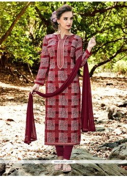 Multi Colour Print Work Cotton Churidar Suit