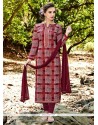 Multi Colour Print Work Cotton Churidar Suit