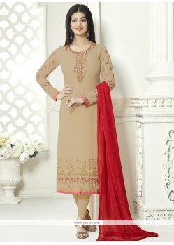 Ayesha Takia Beige Resham Work Churidar Designer Suit