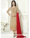 Ayesha Takia Beige Resham Work Churidar Designer Suit