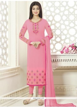 Ayesha Takia Embroidered Work Pink Churidar Designer Suit