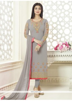 Ayesha Takia Grey Faux Georgette Churidar Designer Suit