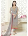 Ayesha Takia Grey Faux Georgette Churidar Designer Suit