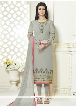 Ayesha Takia Grey Faux Georgette Churidar Designer Suit