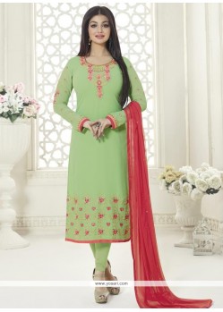 Ayesha Takia Faux Georgette Sea Green Churidar Designer Suit