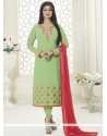 Ayesha Takia Faux Georgette Sea Green Churidar Designer Suit