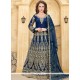 Tafeta Silk Navy Blue Resham Work Floor Length Anarkali Suit