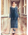 Faux Georgette Embroidered Work Designer Straight Suit