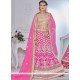 Hot Pink Lace Work Net Lehenga Choli